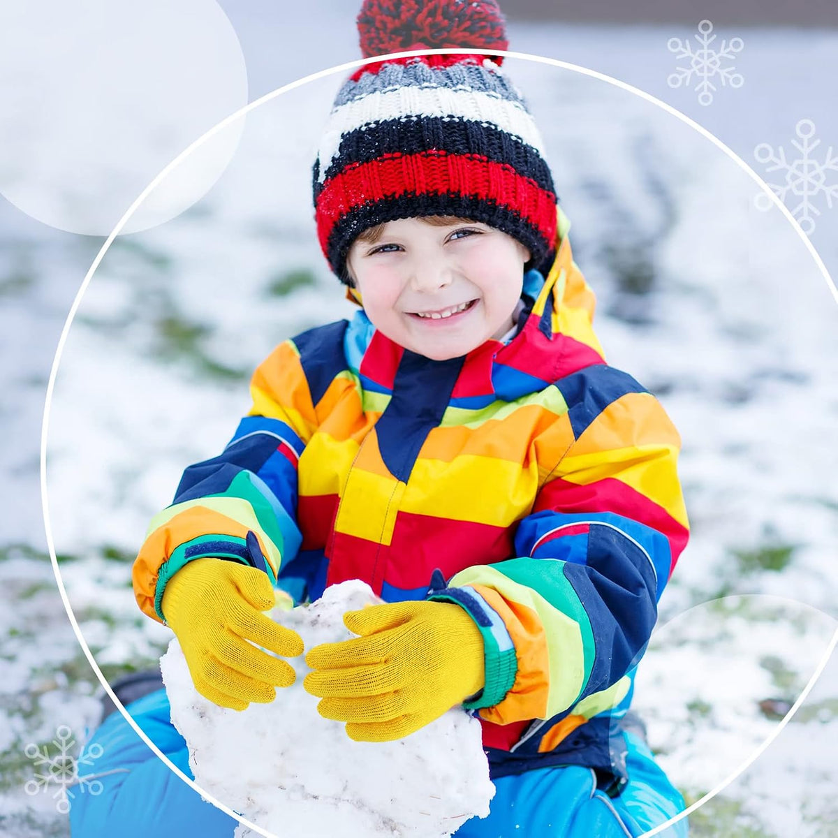 Neer 24 Pairs Kid's Winter Gloves Colorful Knit Gloves Bulk