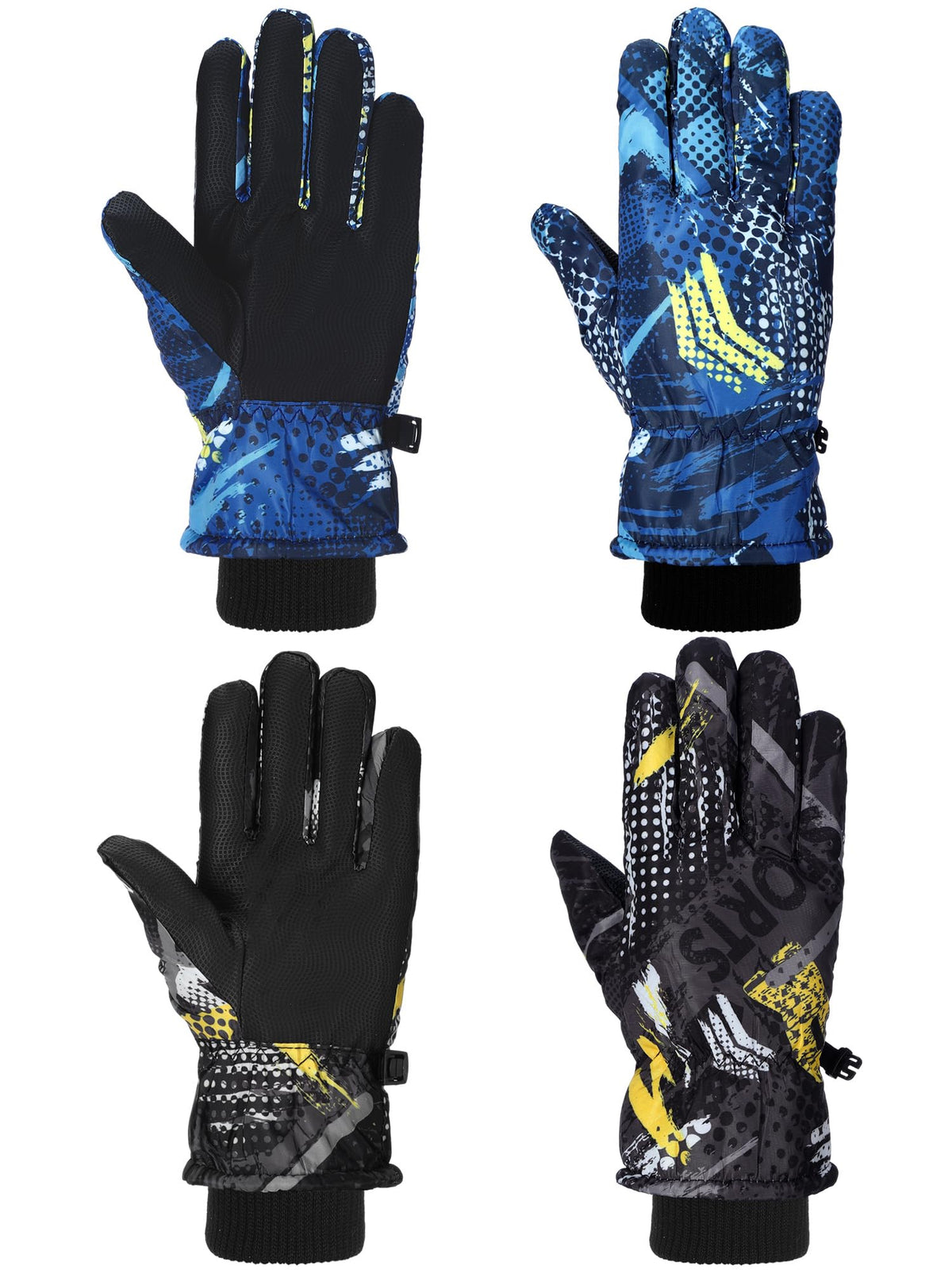 Honoson 2 Pairs Kids Waterproof Winter Snow Gloves