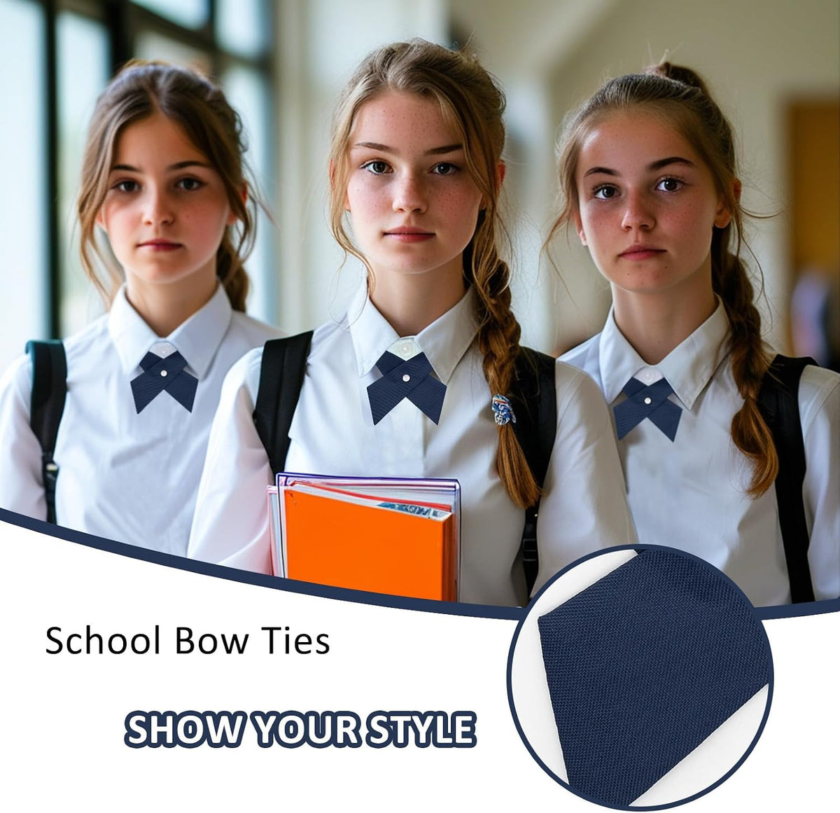 Bow Ties for Women Criss-Cross Tie Solid Color Neck Tie for Women Girls Boys School Uniform Shirts Blouses Cosplay