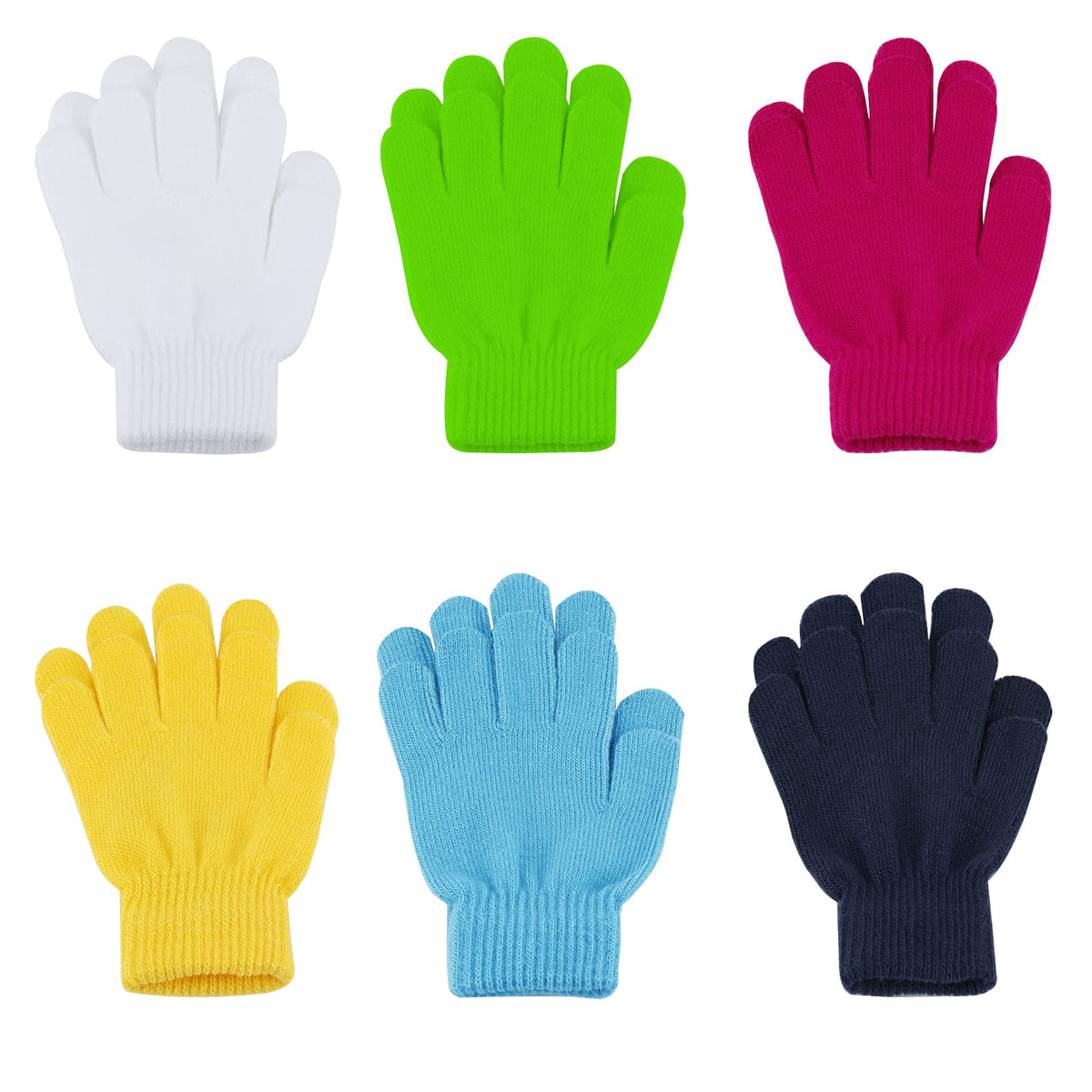 ONESING 3-24 Pairs Winter Knit Gloves for Kids - White Finger Gloves for Boys and Girls