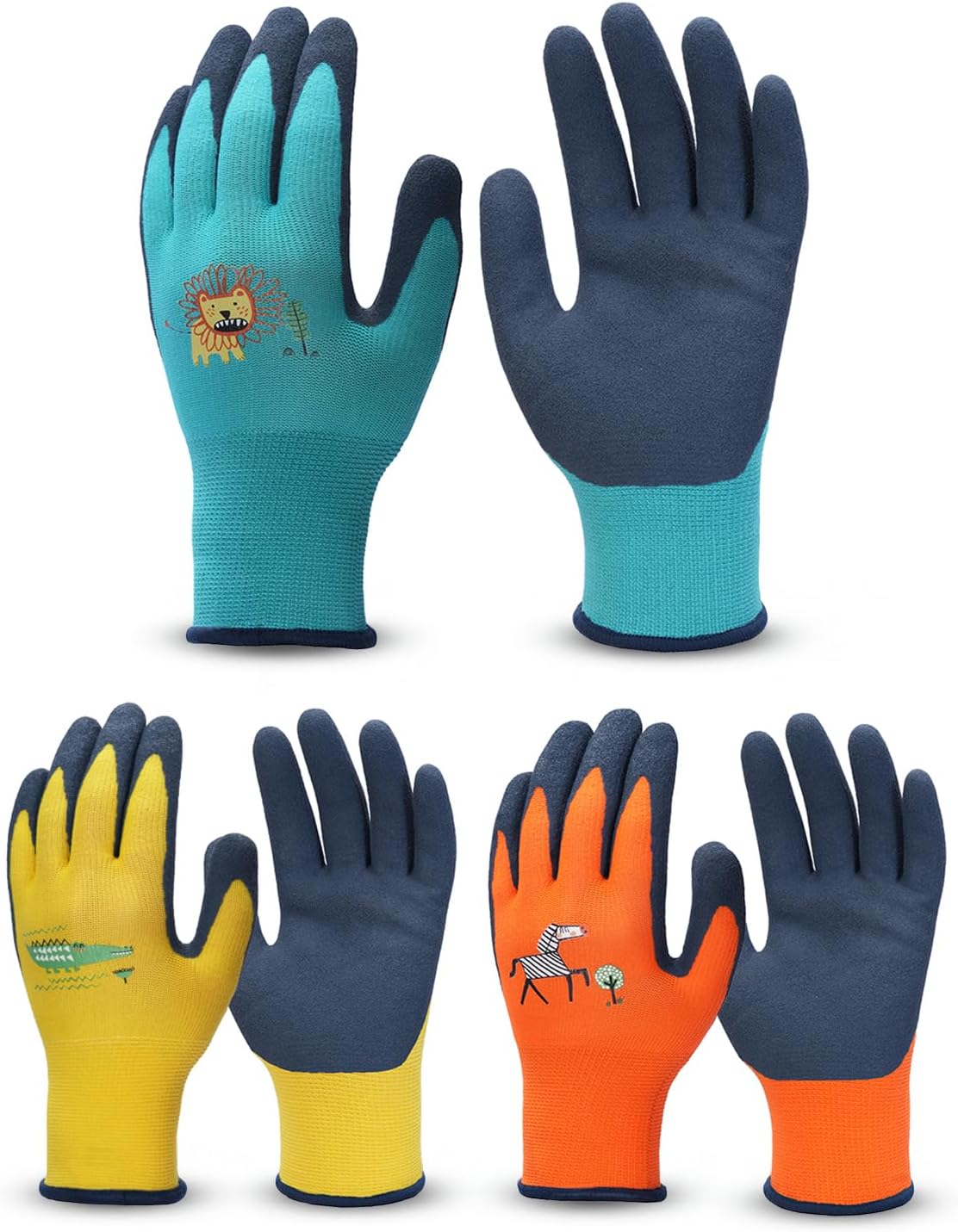 Kids Gardening Gloves, Skin-Friendly Rubber Coated Childrens Garden Gloves, Toddler Work Gloves Boys Girls
