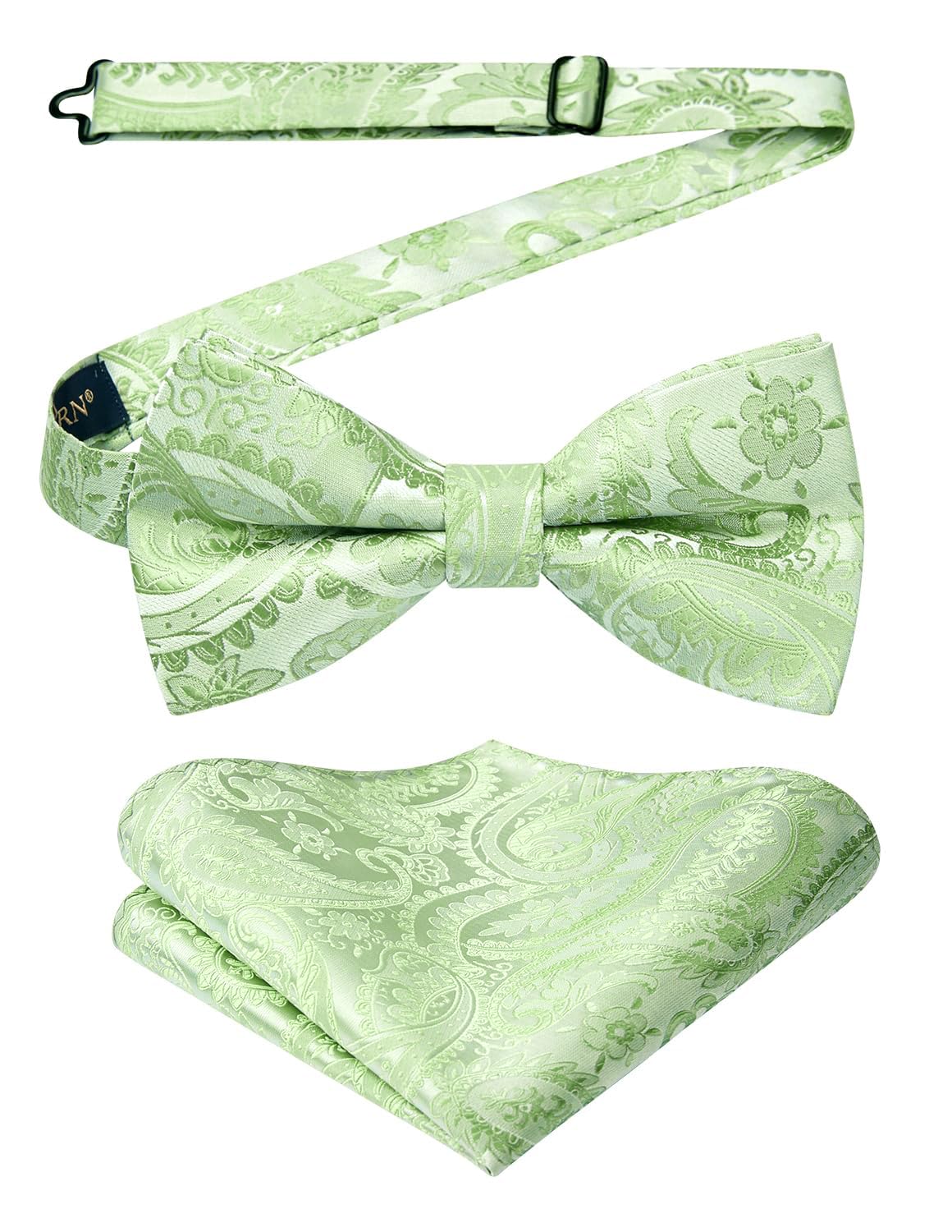 HISDERN Bow Ties for Men Paisley Floral Pre-tied Bowtie Pocket Square Set Men's Formal Bow Ties Wedding Party