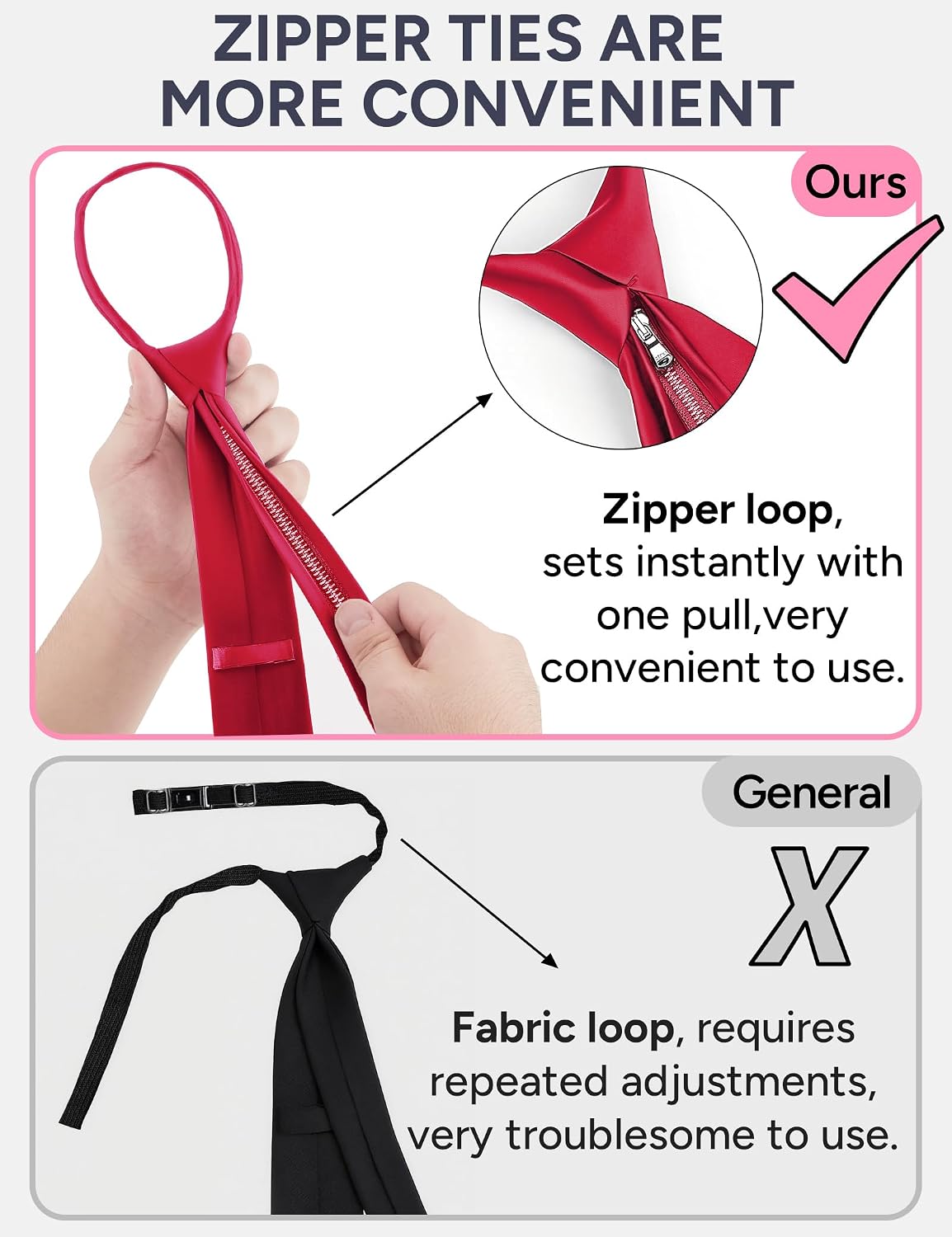 Pre-Tied Boys Set: Necktie, Bow Tie, Pocket Square | Adjustable Zipper Tie | Stain Formal Wear for Wedding Party