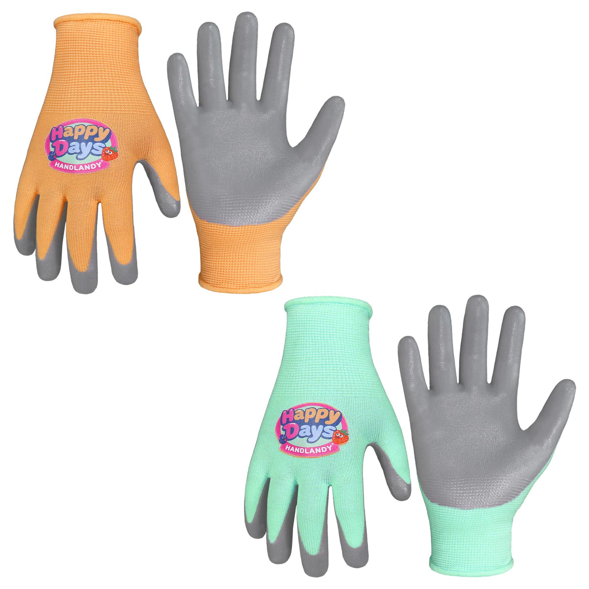 HANDLANDY 2 Pairs Kids Gardening Gloves, Grippy Kids Work Gloves, M