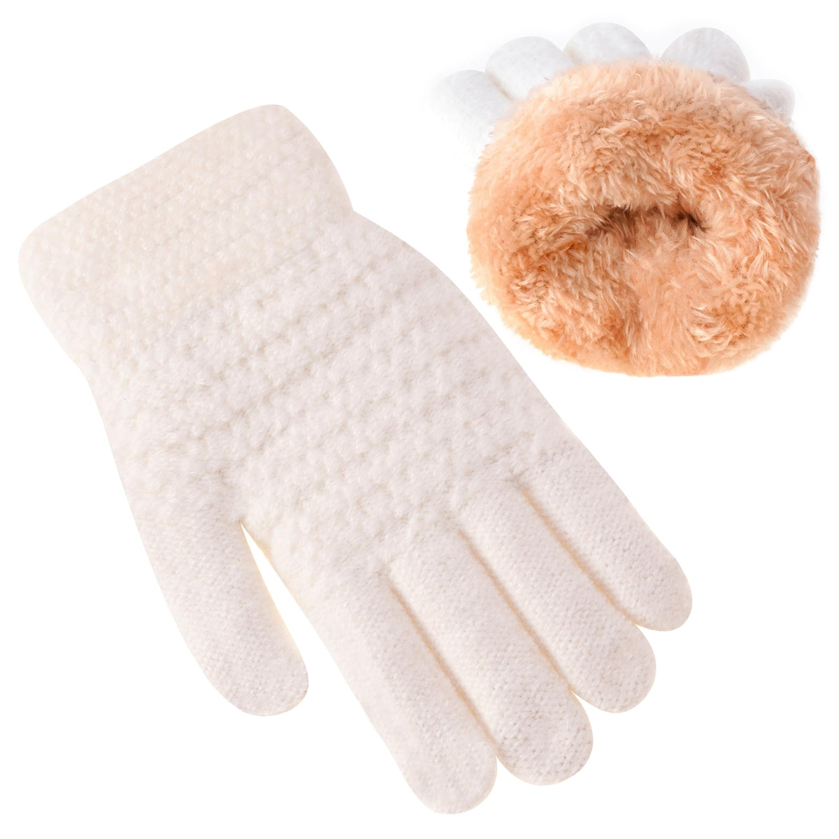 FENELY Winter Gloves for Boys Girls - Kids Warm Knit Thermal Cable Knitted Gloves Wool Fleece Lined Mittens for Cold Weather