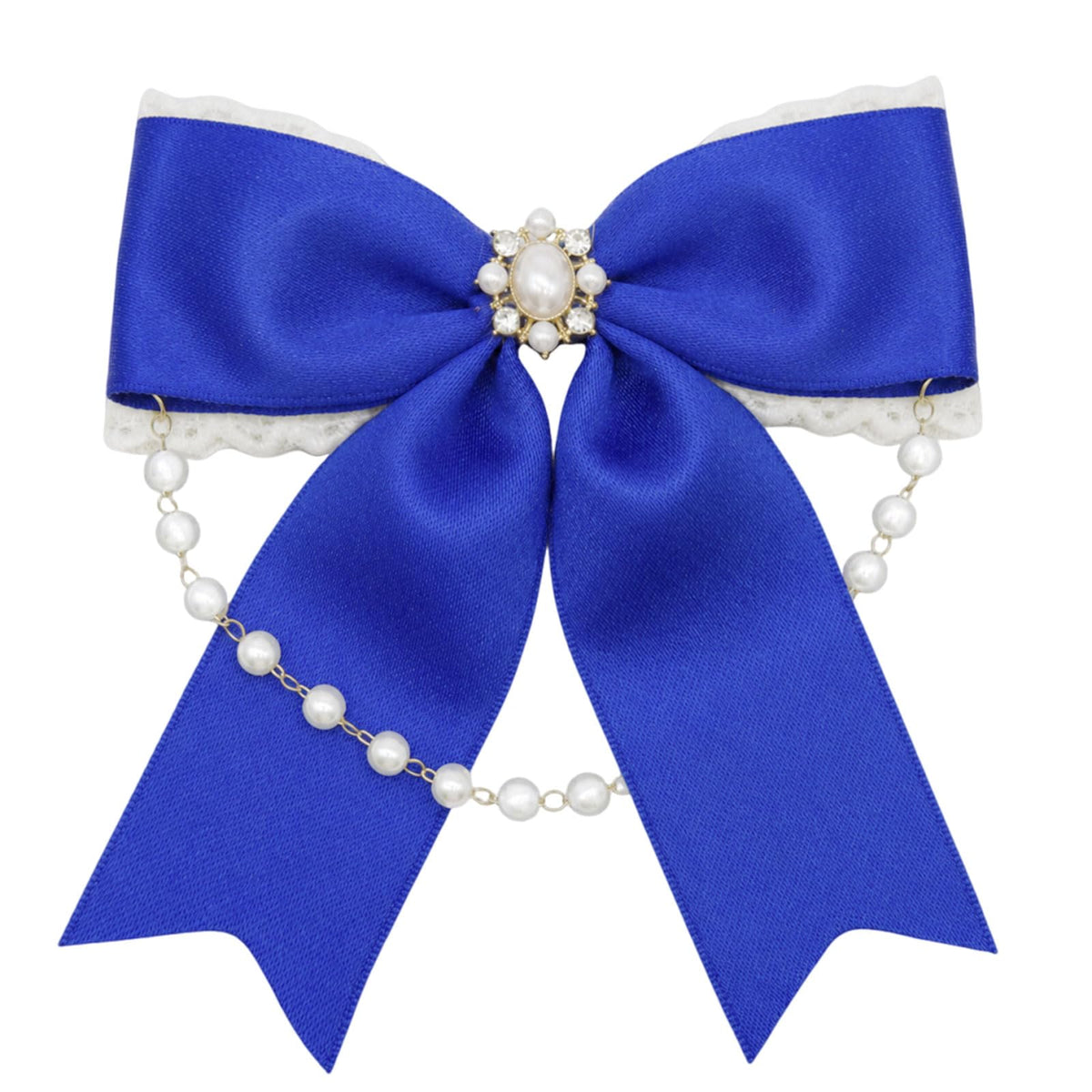 LJBFNN Black Bow Tie for Girls Women, School Girl Ties with Pearls Adjustable Pre-tied Kids Bowtie for Uniform Blouse Costume