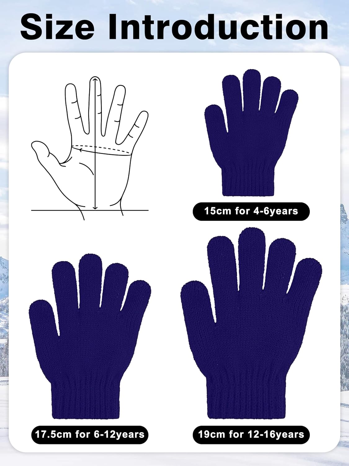 Cooraby 3 Pairs Kids Winter Gloves Thick Warm Toddler Gloves for Boys Girls