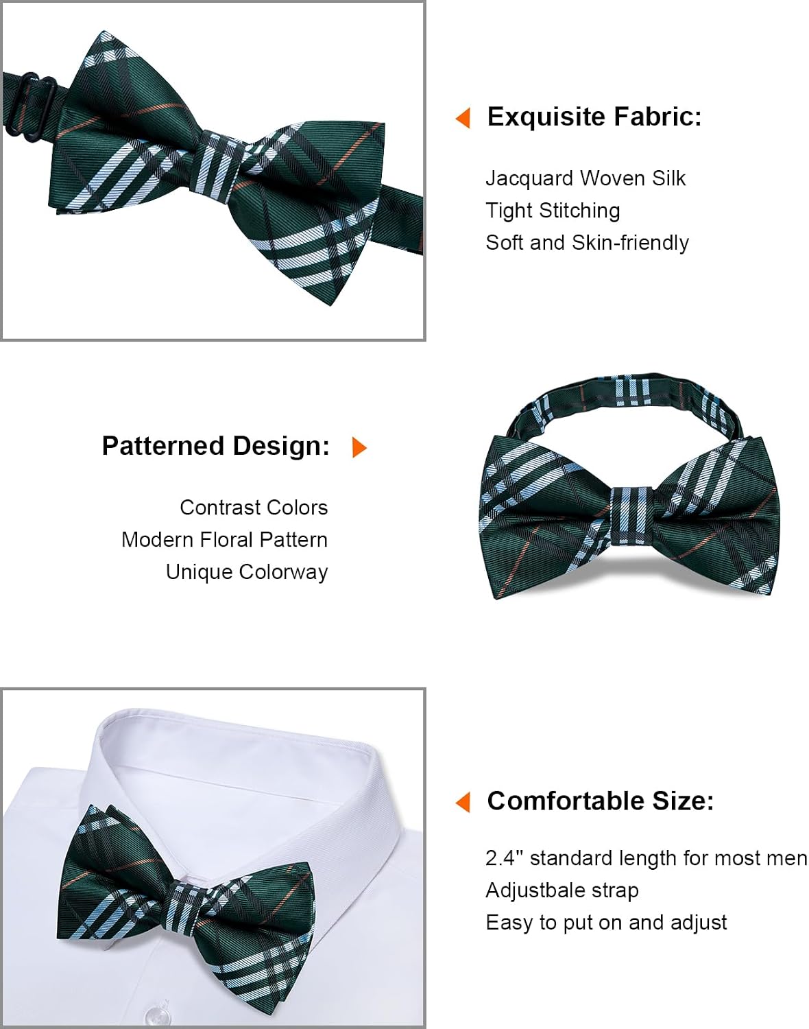 YourTies Silk Bow Ties for Men Pre-Tied Adjustable Paisley Bowtie Set