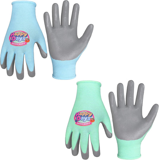 HANDLANDY 2 Pairs Kids Gardening Gloves, Grippy Kids Work Gloves, M
