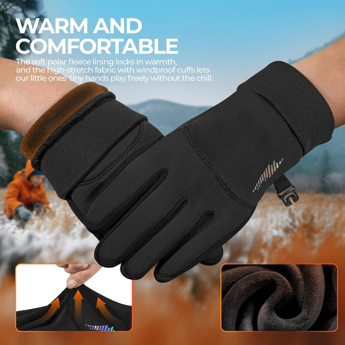 rivmount Kids Warm Winter Gloves Touchscreen Cycling Running Cold Weather
