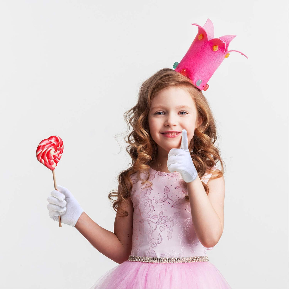 SATINIOR 4 Pairs White Kids Gloves Halloween Party Costume