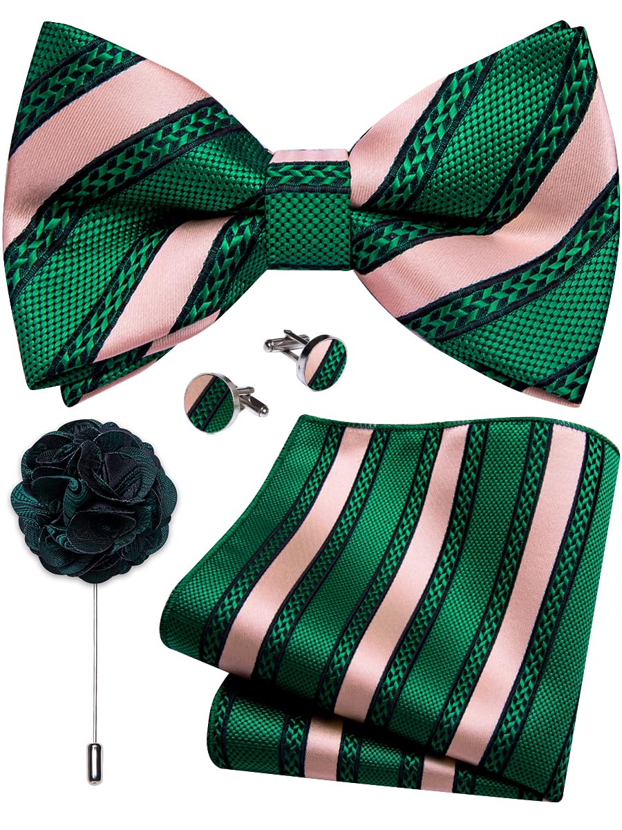 YourTies Silk Bow Ties for Men Pre-Tied Adjustable Paisley Bowtie Set