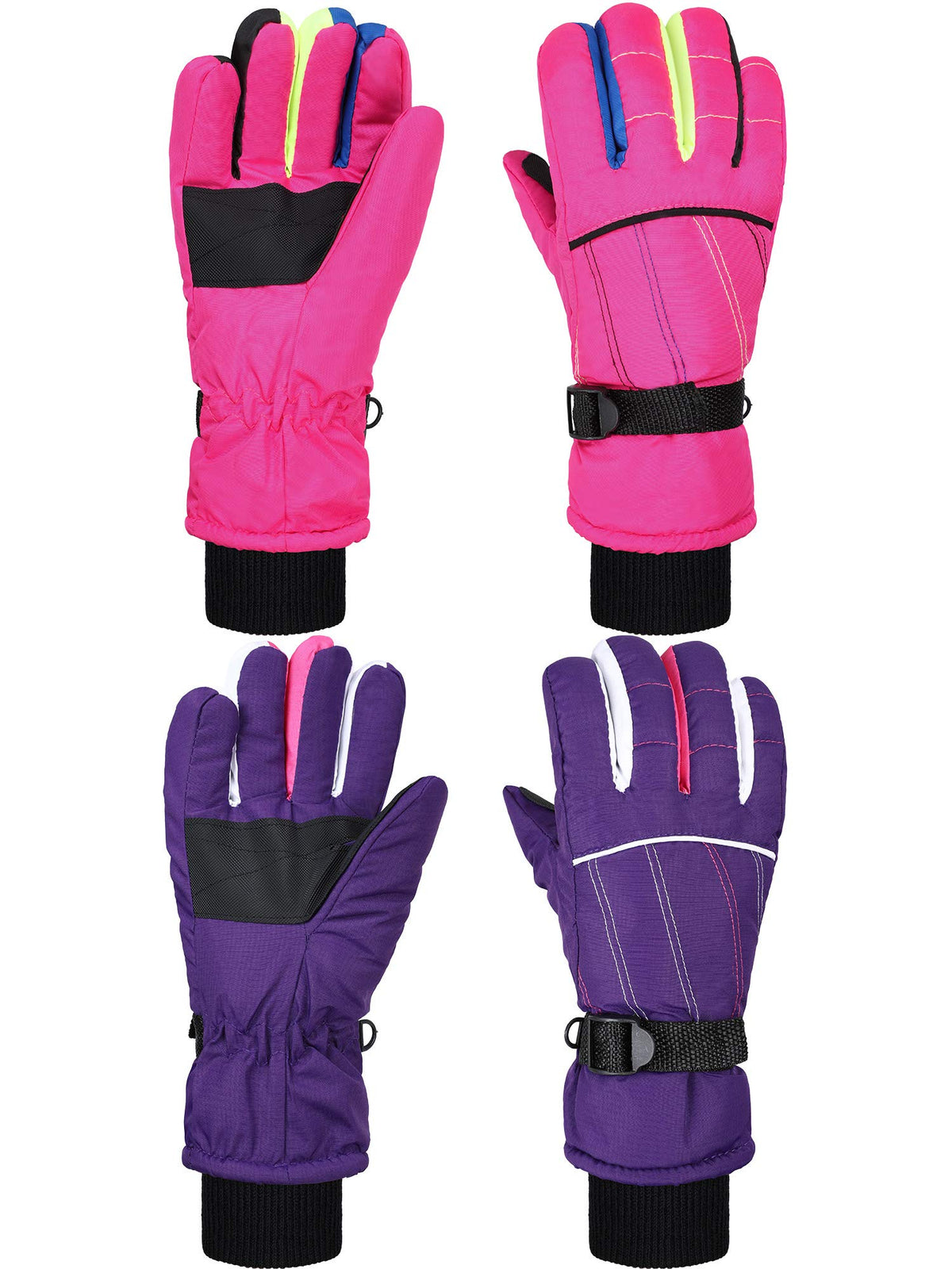 SATINIOR 2 Pair Kids Waterproof Winter Gloves