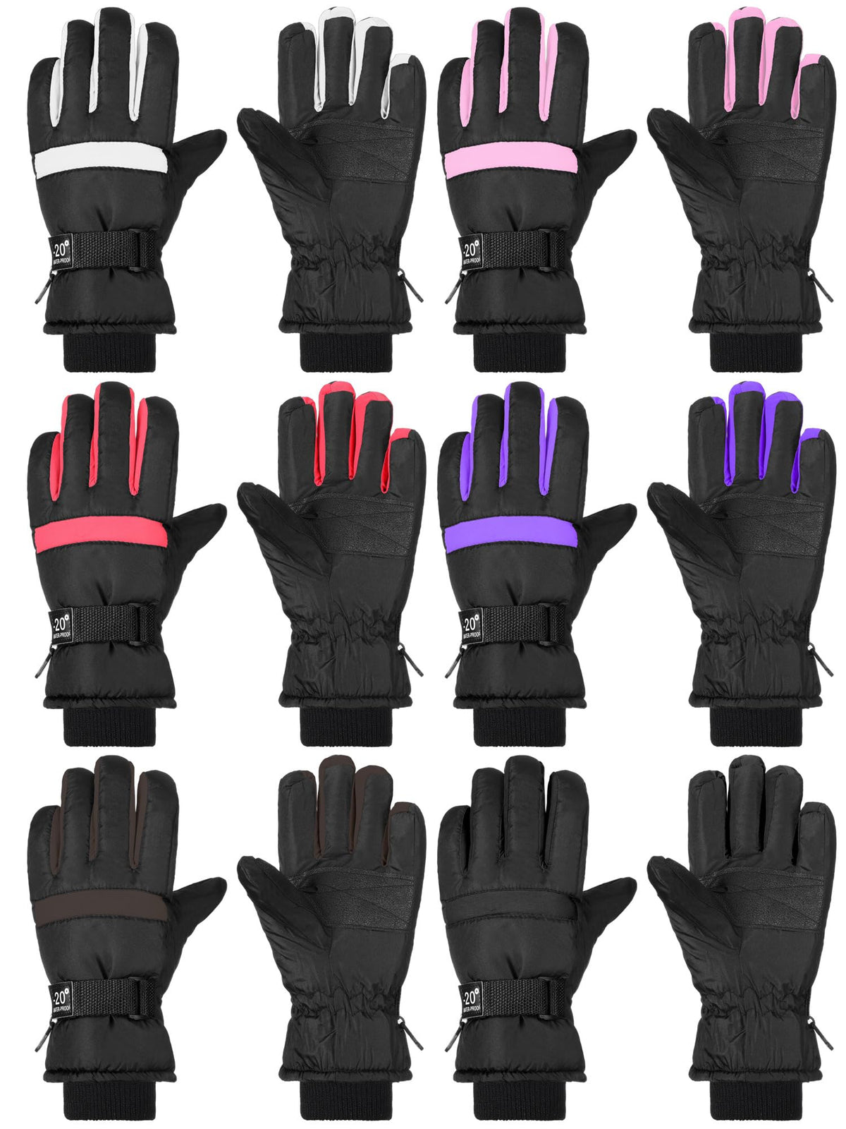 Bencailor 6 Pairs Kids Winter Snow Gloves