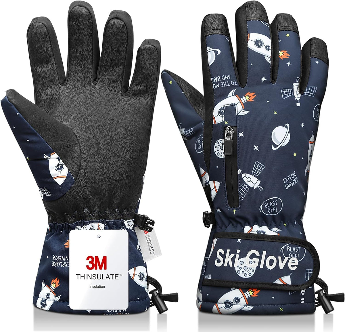 Ski Gloves,Snow Gloves Waterproof Winter Warm Cold Weather Touchscreen Gloves for Parent& Child Kids Skiing,Snowboarding