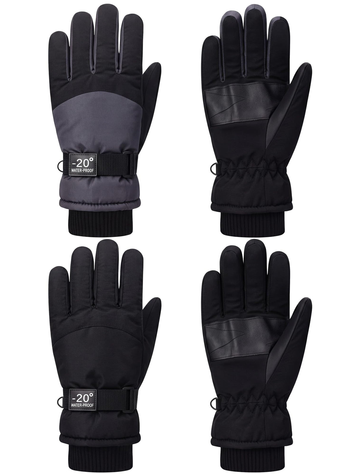 SATINIOR 2 Pair Kids Waterproof Winter Gloves