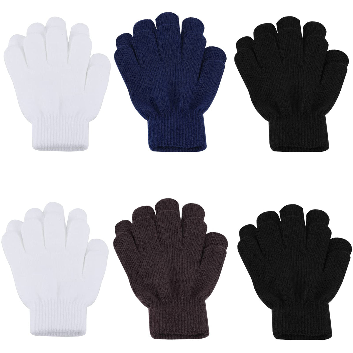 ONESING 3-24 Pairs Winter Knit Gloves for Kids - White Finger Gloves for Boys and Girls