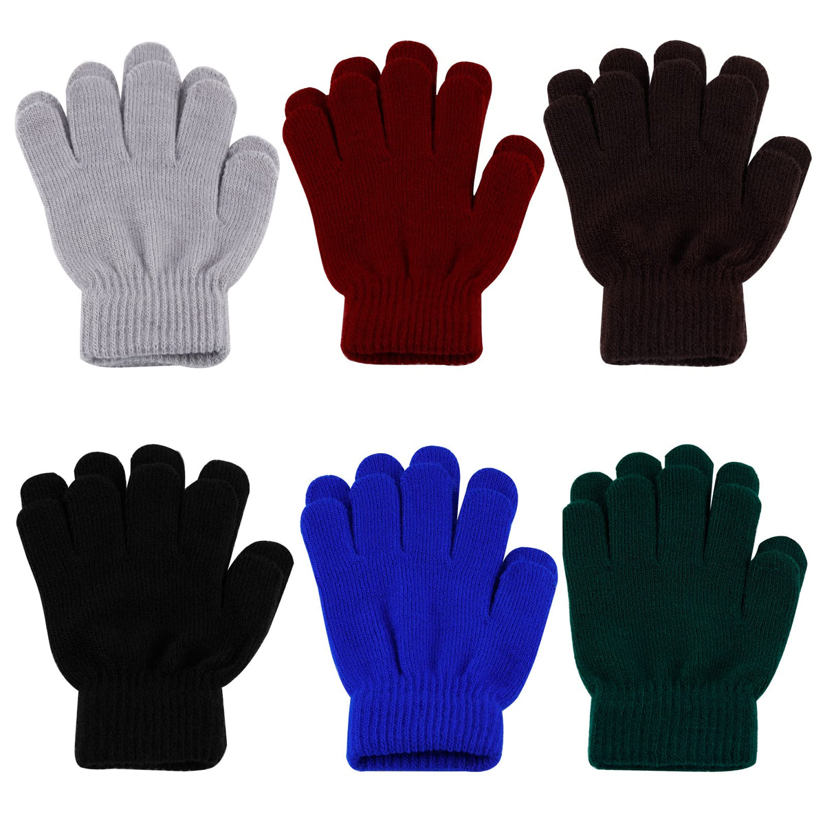 ONESING 3-24 Pairs Winter Knit Gloves for Kids - White Finger Gloves for Boys and Girls