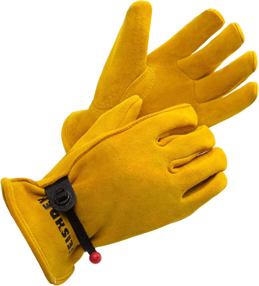 Kids Work Gloves Age 2-14, Soft Deerskin Suede Leather(Age 2-4, S)
