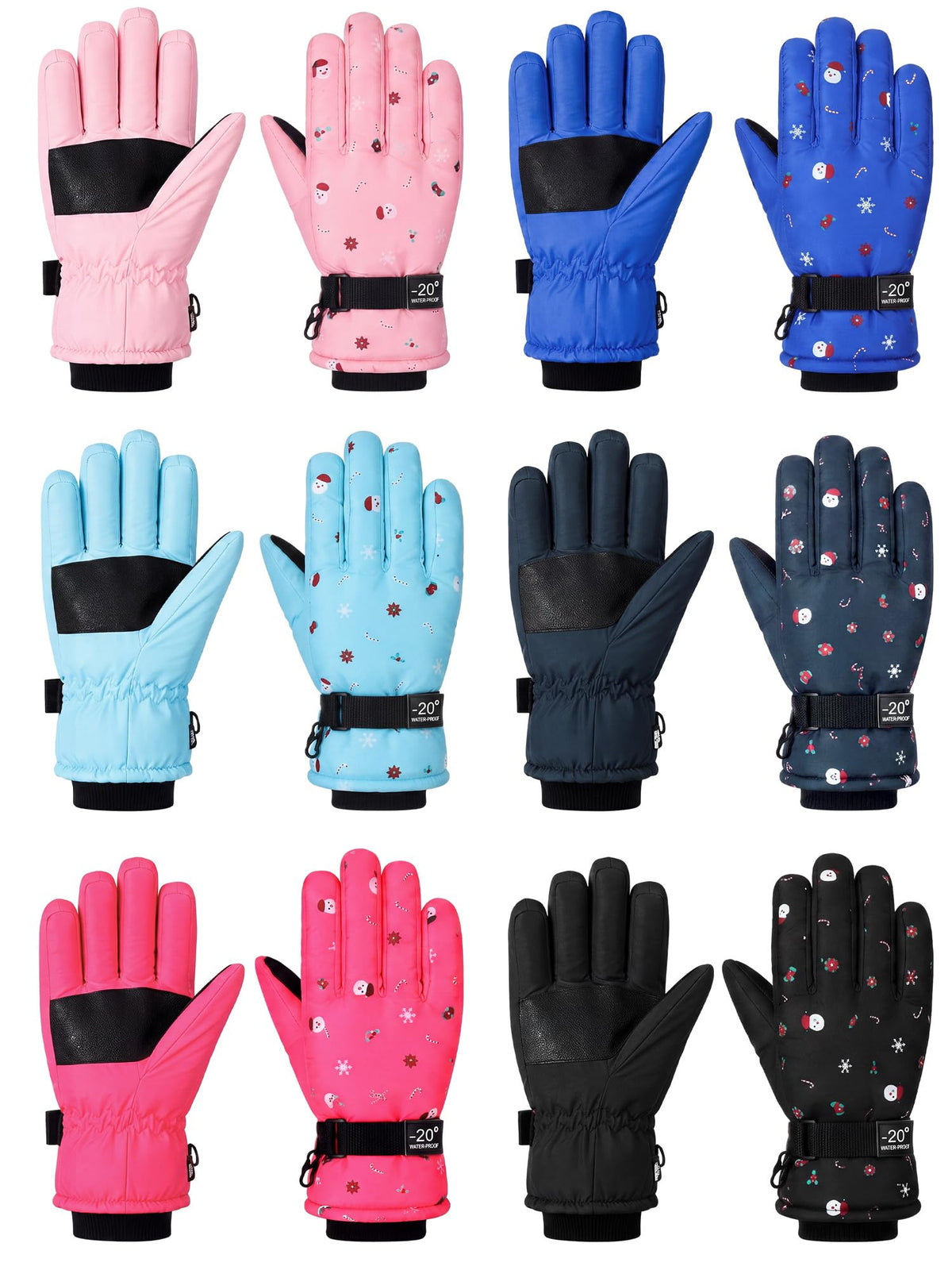 Bencailor 6 Pairs Kids Winter Snow Gloves