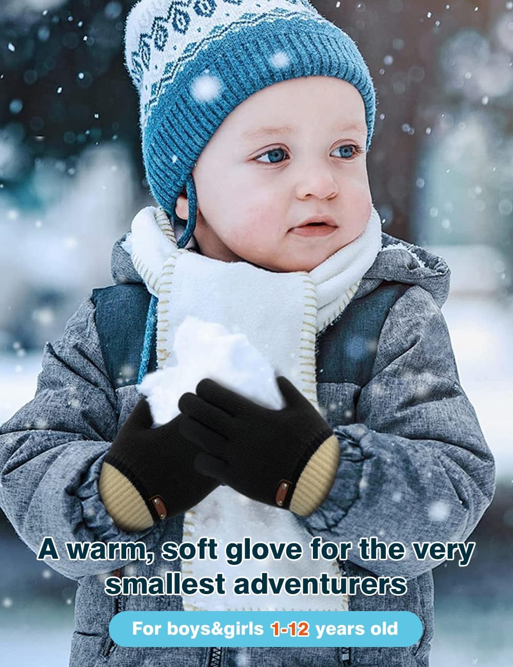 6 Pairs of Kids Gloves Knitted Wool Gloves Children Full Fingers Stretchy Warm Mittens for Boys Girls