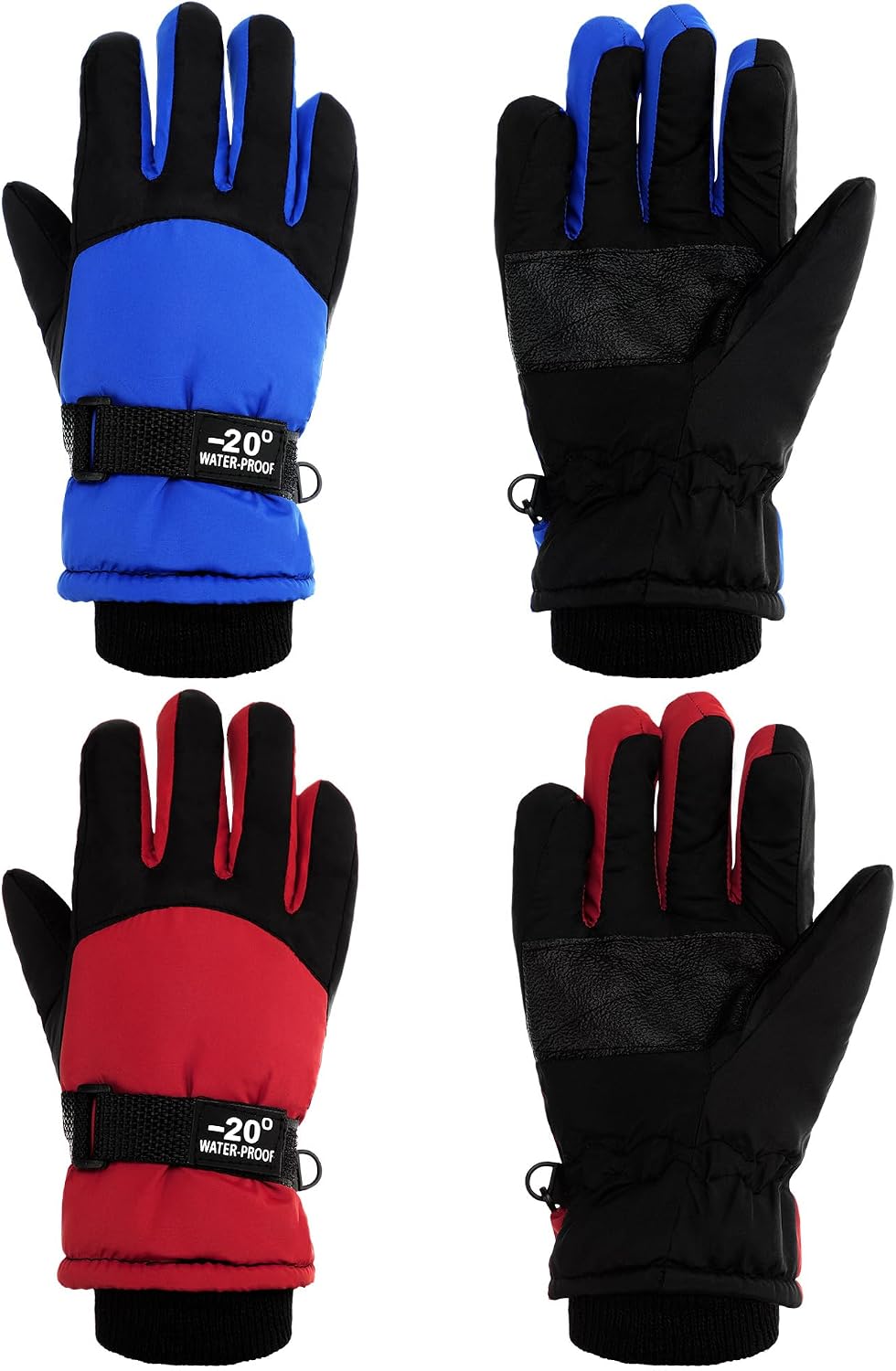 SATINIOR 2 Pair Kids Waterproof Winter Gloves