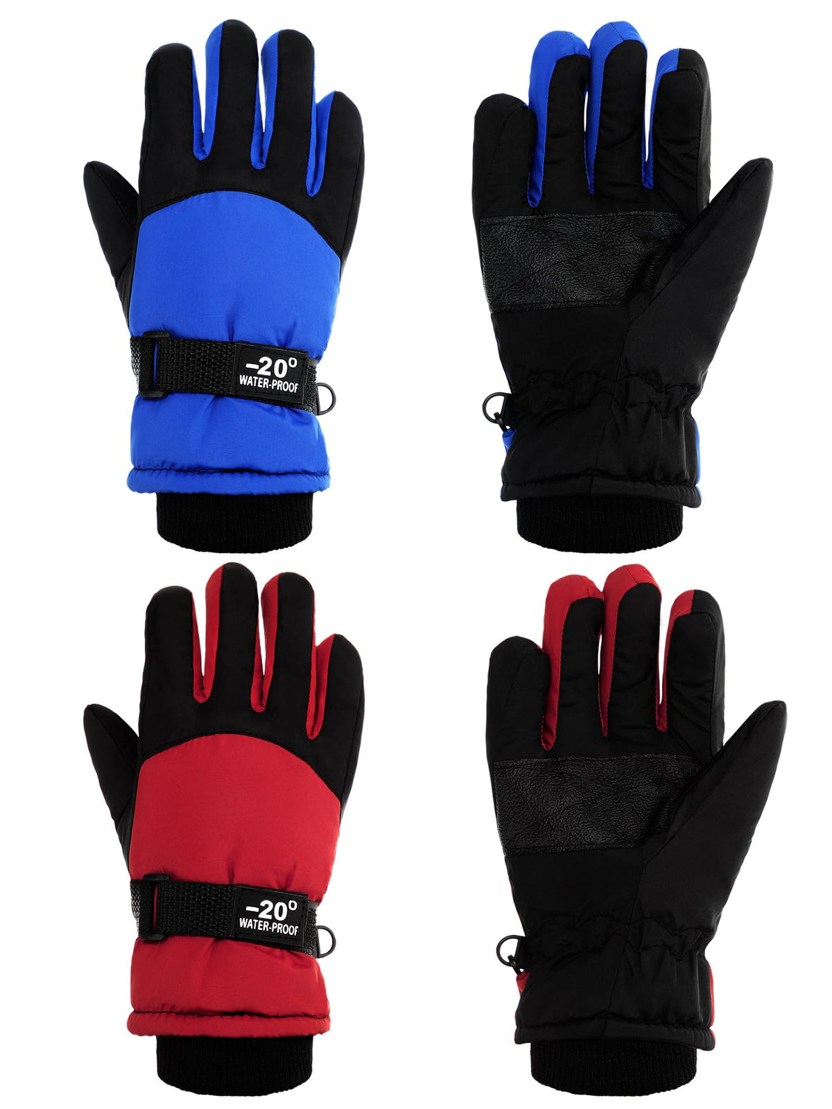 SATINIOR 2 Pair Kids Waterproof Winter Gloves