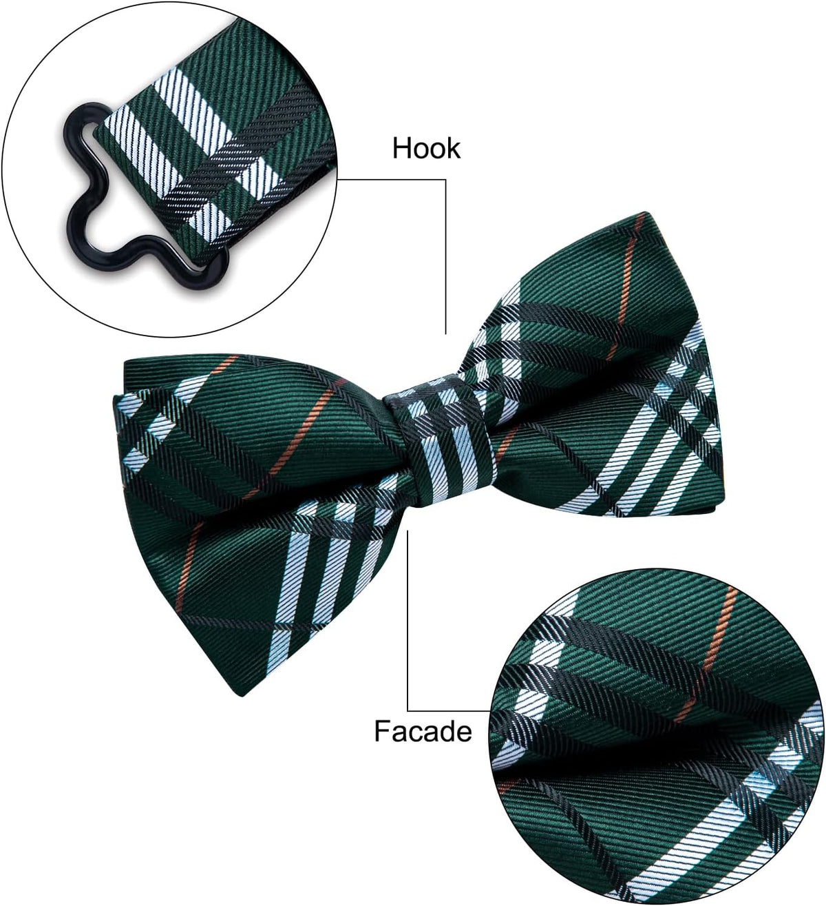 YourTies Silk Bow Ties for Men Pre-Tied Adjustable Paisley Bowtie Set