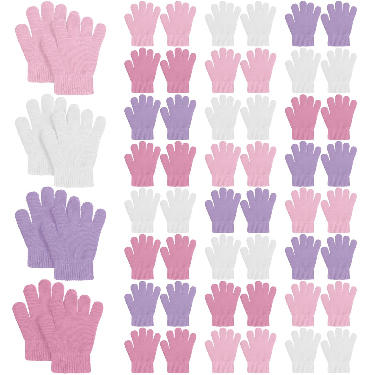 Neer 24 Pairs Kid's Winter Gloves Colorful Knit Gloves Bulk