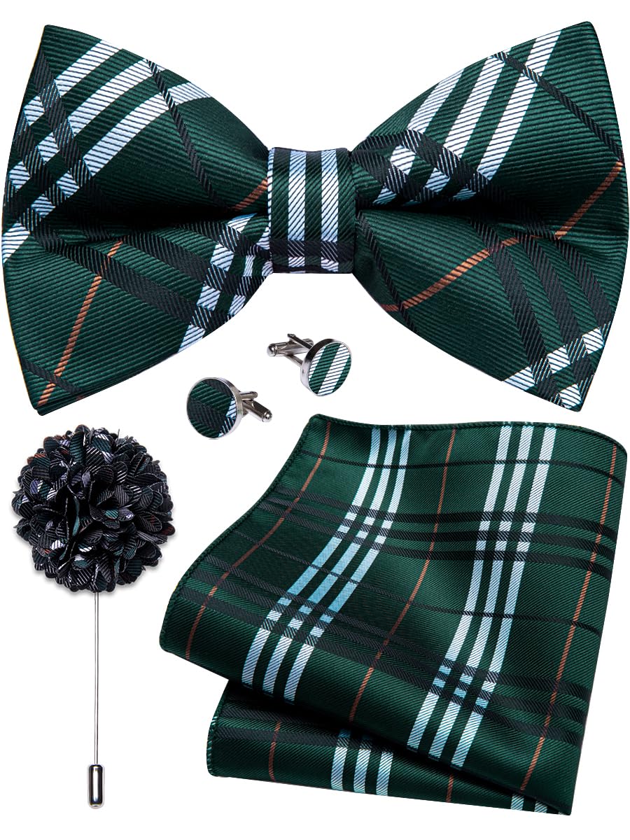 YourTies Silk Bow Ties for Men Pre-Tied Adjustable Paisley Bowtie Set