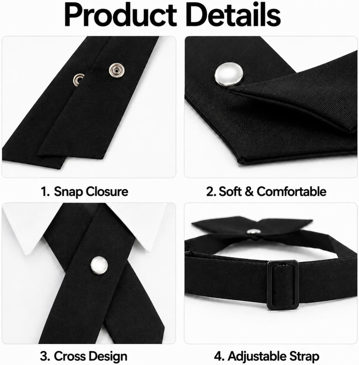 Criss-Cross Bow Tie for Men Women Uniform Adjustable Neck Tie for Girls