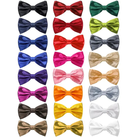 24 Pack Pre Tied Bow Ties, Solid Color Mens Bow Tie for , Adjustable Clip On Bow Ties for Men,  Costume, Wedding Celebration, 24 Colors