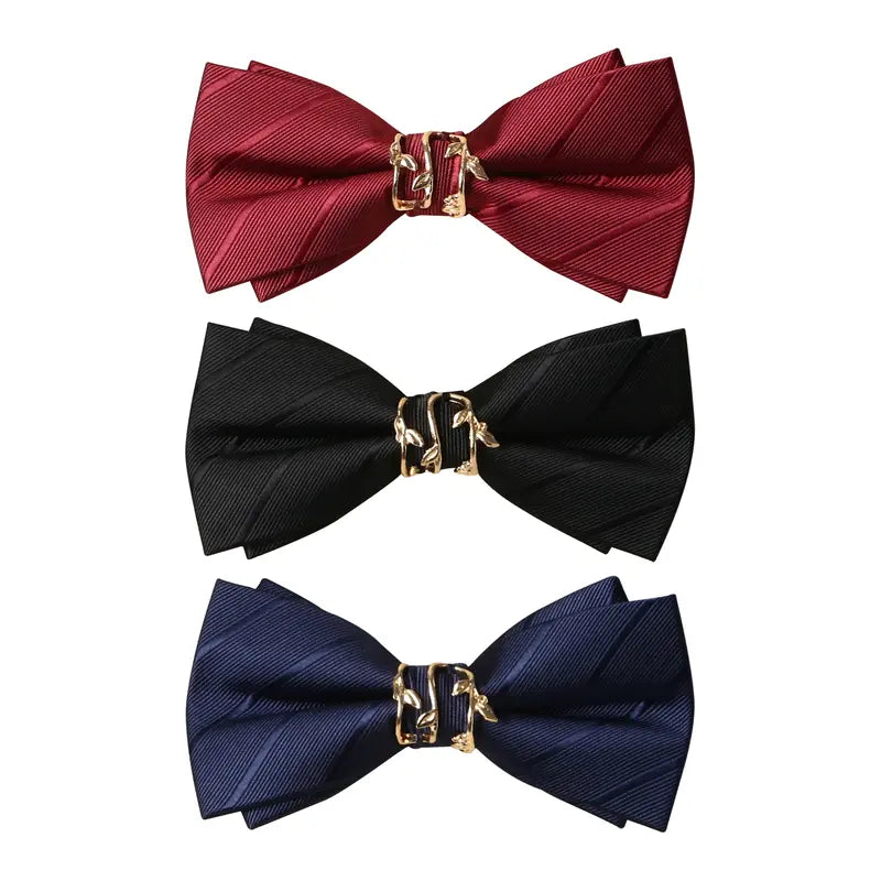 OIDEA Men's Skin-Friendly Satin Bow Ties - Pre-Tied Solid Bowknot, Adjustable Strap, Alloy Vine Buckle, Polyester Fabric, Easy Maintenance for Weddings, Business Events