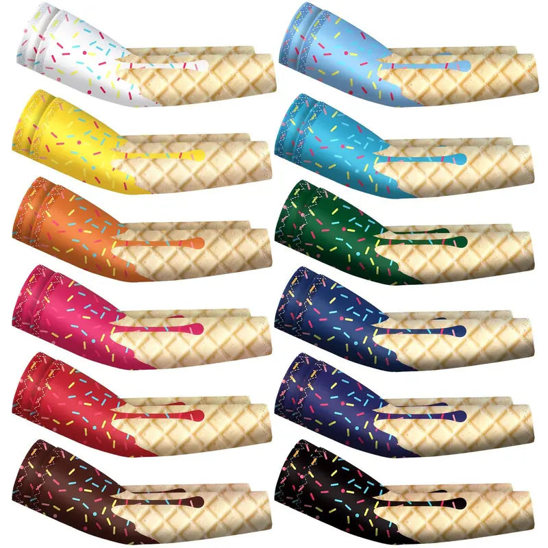 12 Pairs Kids Compression Arm Sleeves – UV Protection, Breathable & Cooling for Baseball, Football, Youth Sports
