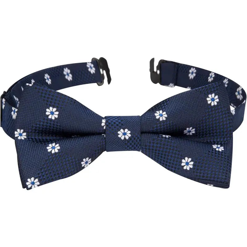 Toddler Boys Bow Tie Pre Tied Adjustable Clip-On Paisley, Blue Fun Patterned Bowties for Kids Wedding & Party