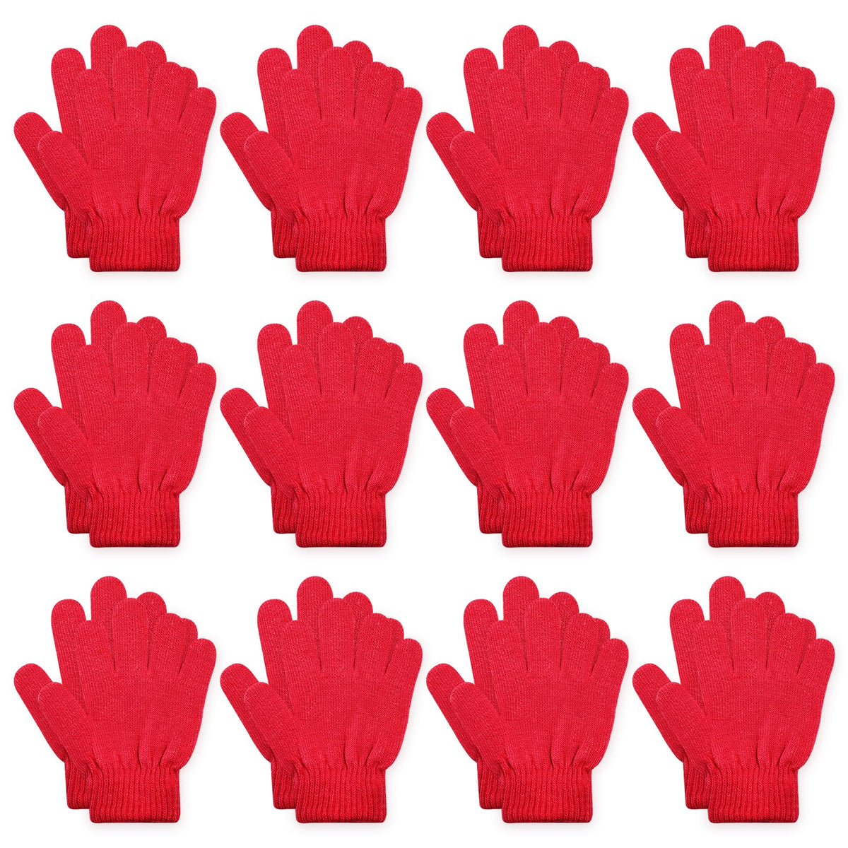 ONESING 3-24 Pairs Winter Knit Gloves for Kids - White Finger Gloves for Boys and Girls
