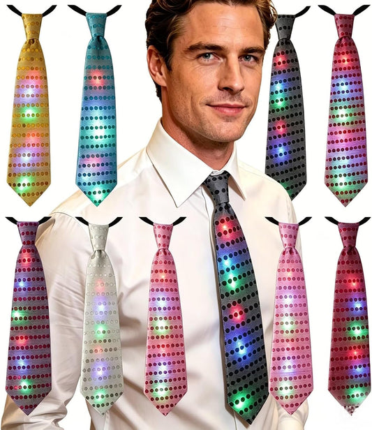 LED Sequin Necktie Electric Bright Light Up Men's Bow Ties Women Kids Flashing Bowties Glow Party Rave Festival School