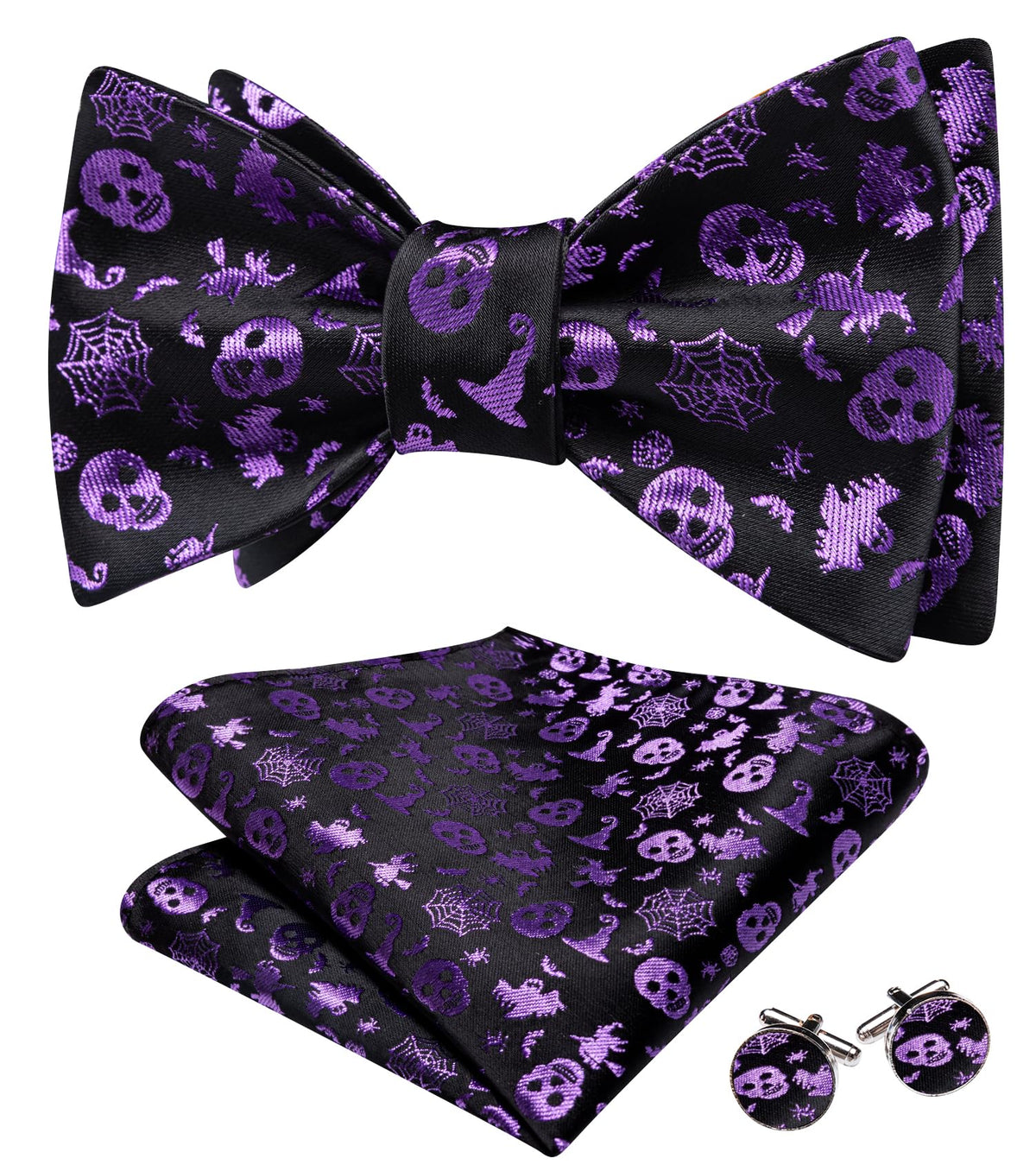 YOHOWA Bow Ties for Men Paisley Self Tie Bowtie Pocket Square Cufflinks Set