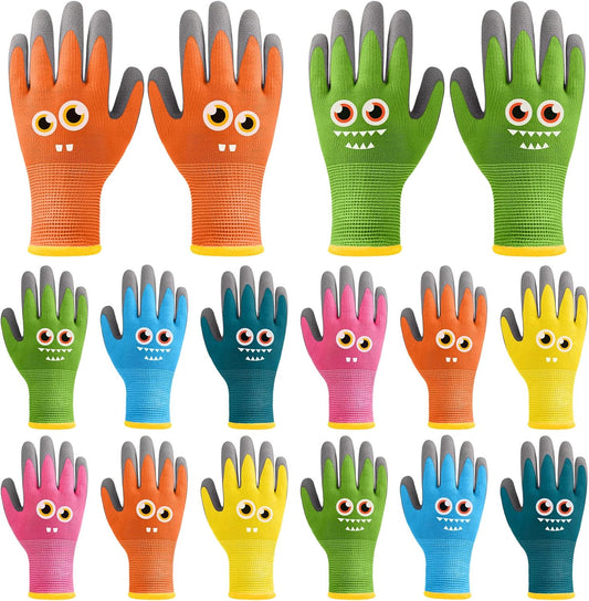 12 Pairs Kids Garden Gloves for Gardening Work (Medium (Age 6-8))