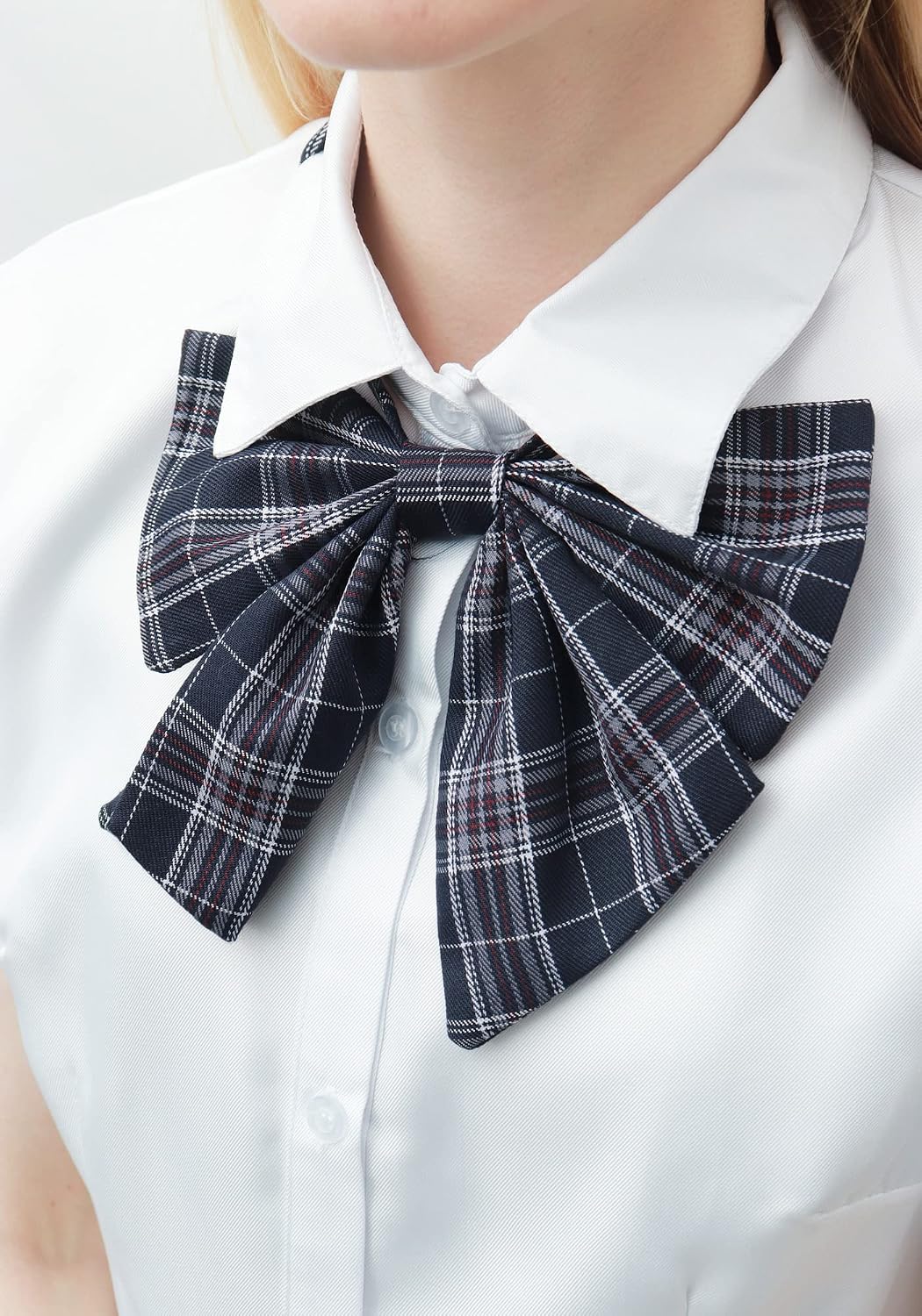 PROCOS 2 Pcs Necktie Bow Tie Unisex Uniform Adjustable Plaid Tartan Bow Tie Necktie Set Cosplay Costume