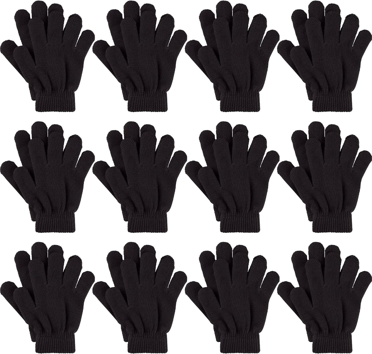 Glooarm 12 Pairs Kids Gloves Winter Toddler Full Finger Knit Gloves Bulk
