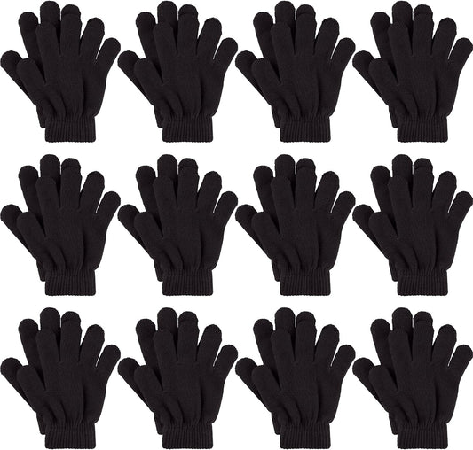 Glooarm 12 Pairs Kids Gloves Winter Toddler Full Finger Knit Gloves Bulk
