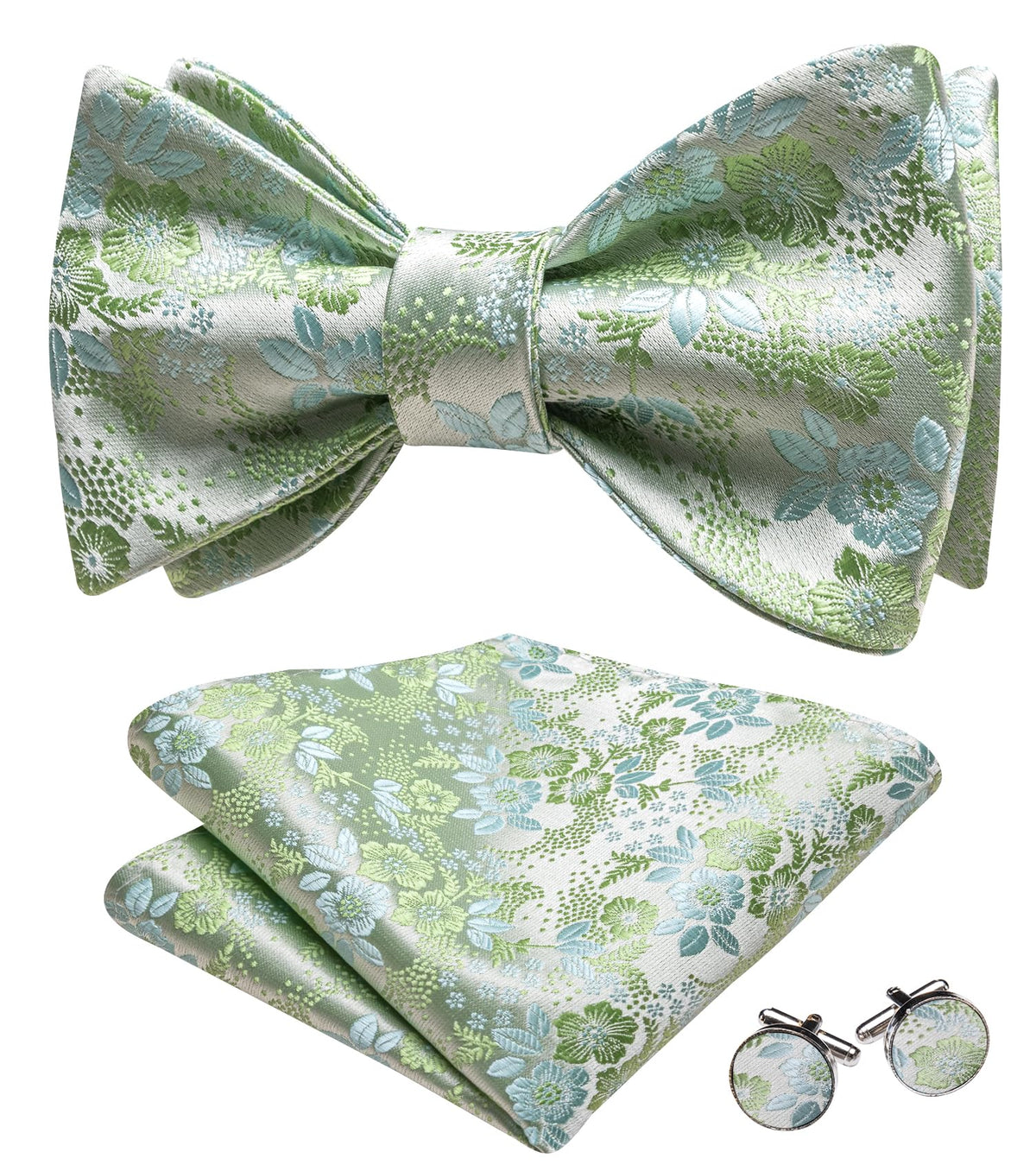 YOHOWA Bow Ties for Men Paisley Self Tie Bowtie Pocket Square Cufflinks Set