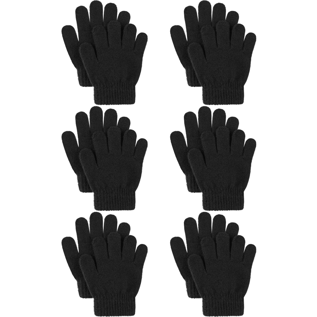Cooraby 6 Pairs Kids Magic Gloves Warm Winter Toddler Gloves for Boys Girls