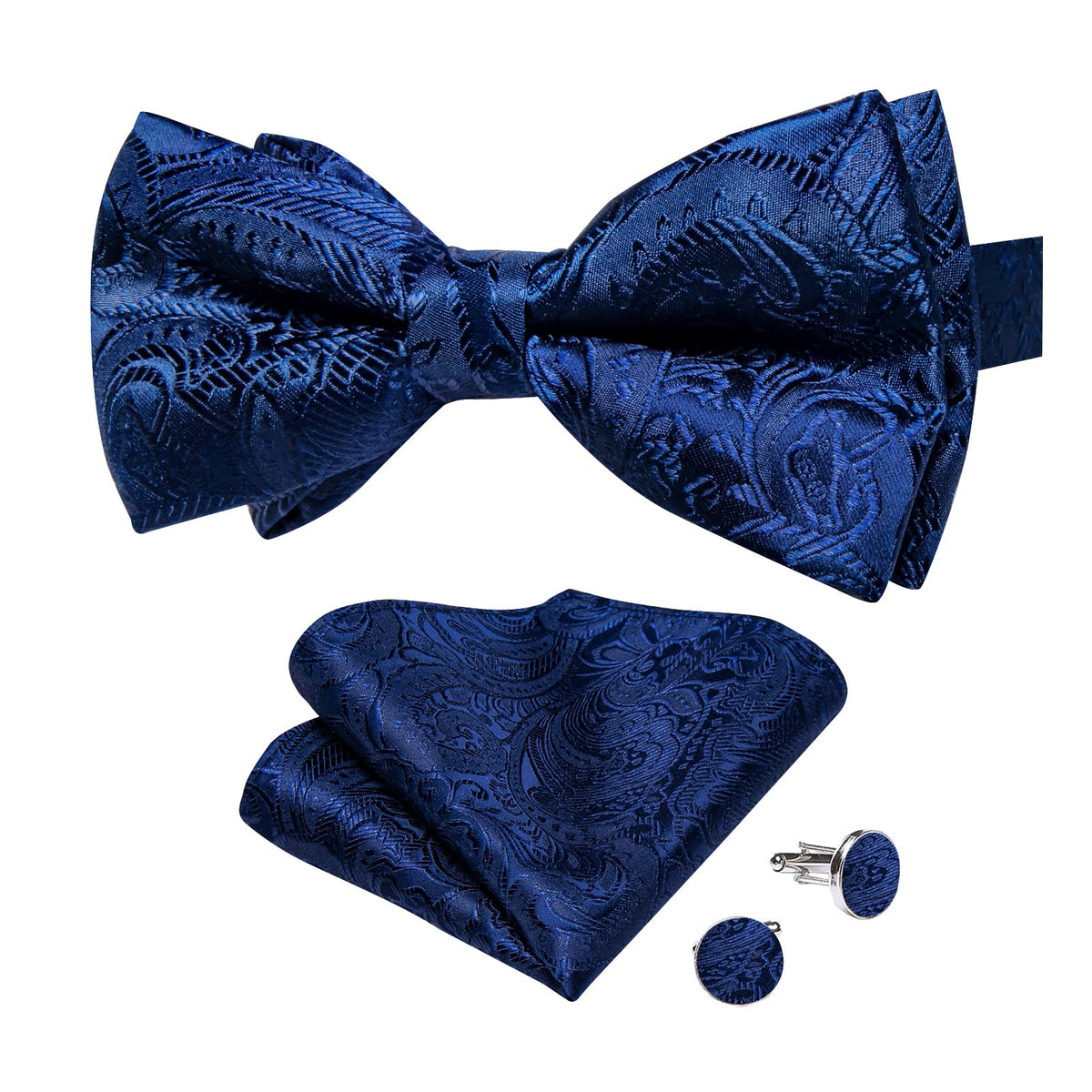 DiBanGu Silk Paisley Bow Tie for Men Formal Pre-tied Bowtie Set