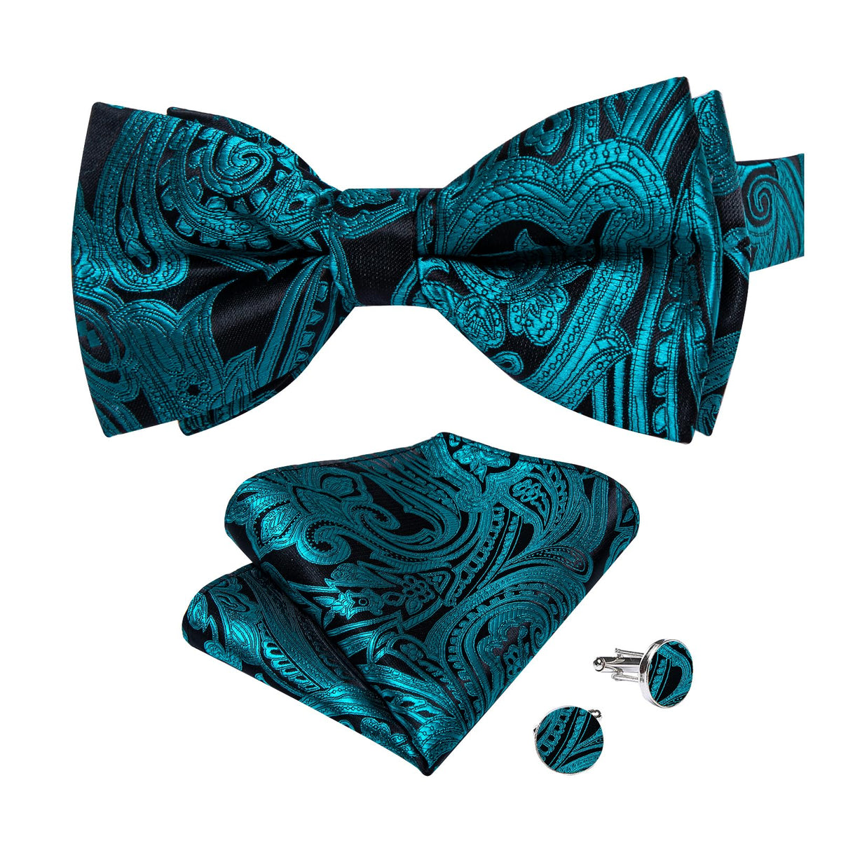 DiBanGu Silk Paisley Bow Tie for Men Formal Pre-tied Bowtie Set