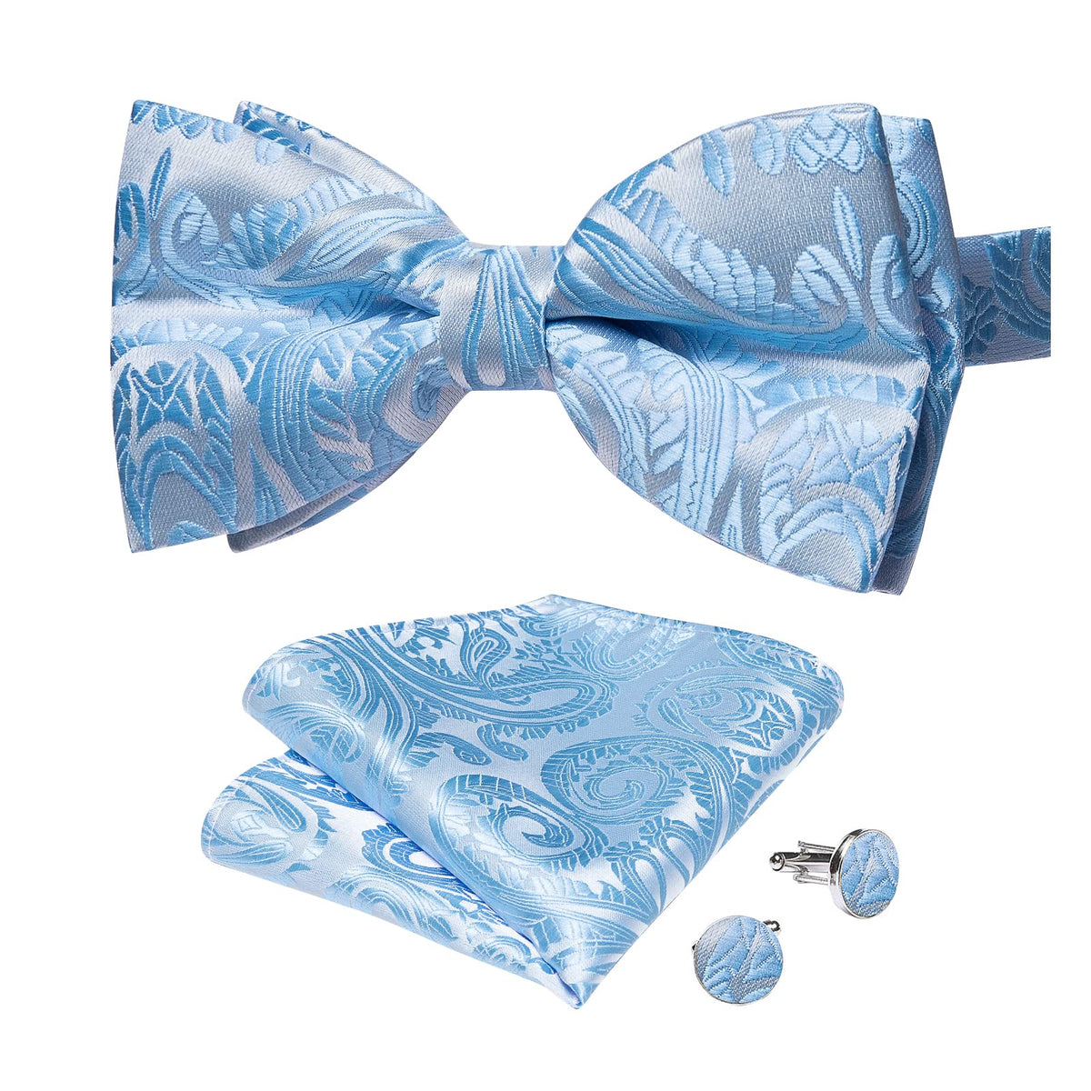 DiBanGu Silk Paisley Bow Tie for Men Formal Pre-tied Bowtie Set