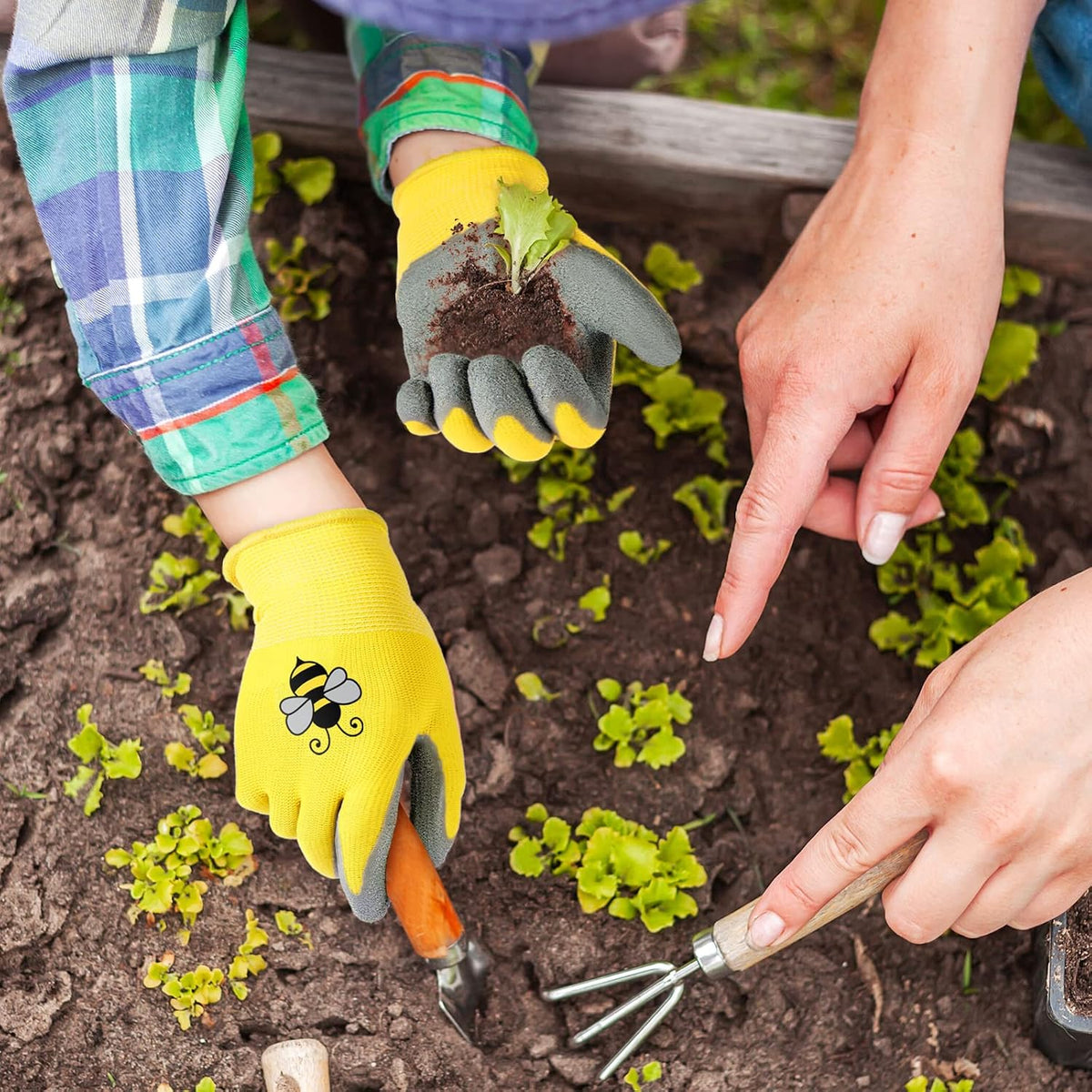 12 Pairs Kids Gardening Work Gloves (Small (Age 3-5))