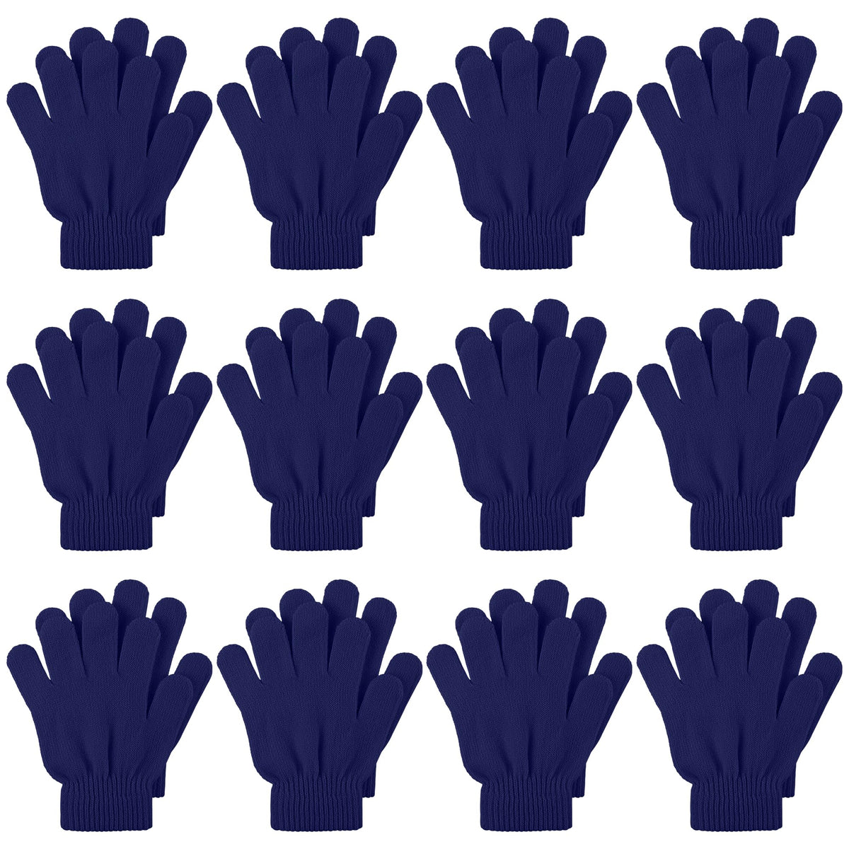 Cooraby 12 Pairs Kid's Winter Magic Gloves Children Stretchy Warm Magic Gloves Boys or Girls Knit Gloves for 6-12 Years