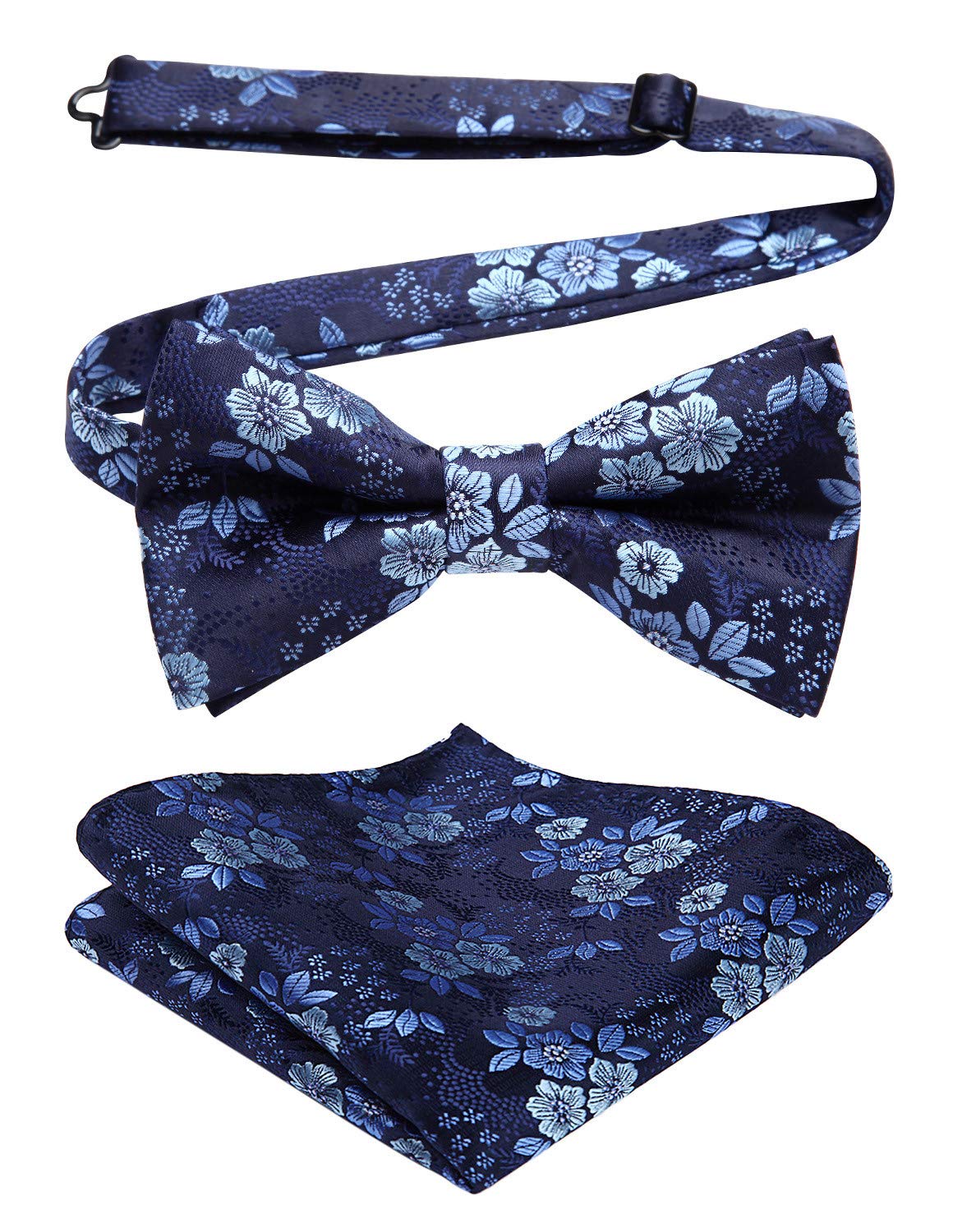 HISDERN Bow Ties for Men Paisley Floral Pre-tied Bowtie Pocket Square Set Men's Formal Bow Ties Wedding Party